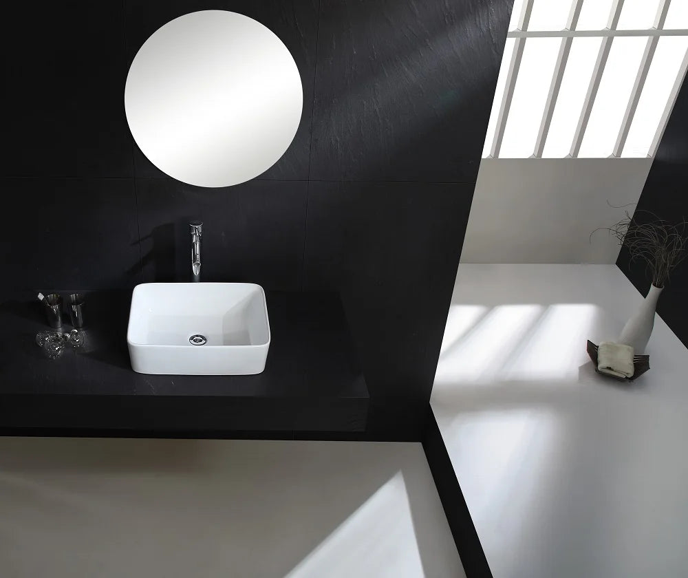 Rechteckiges Waschbecken, weißes Waschbecken, Arbeitsplatte, Keramik, Keramik, kleine Waschbecken, Schüssel, Arbeitsplatte, Waschtisch, Kunstbecken