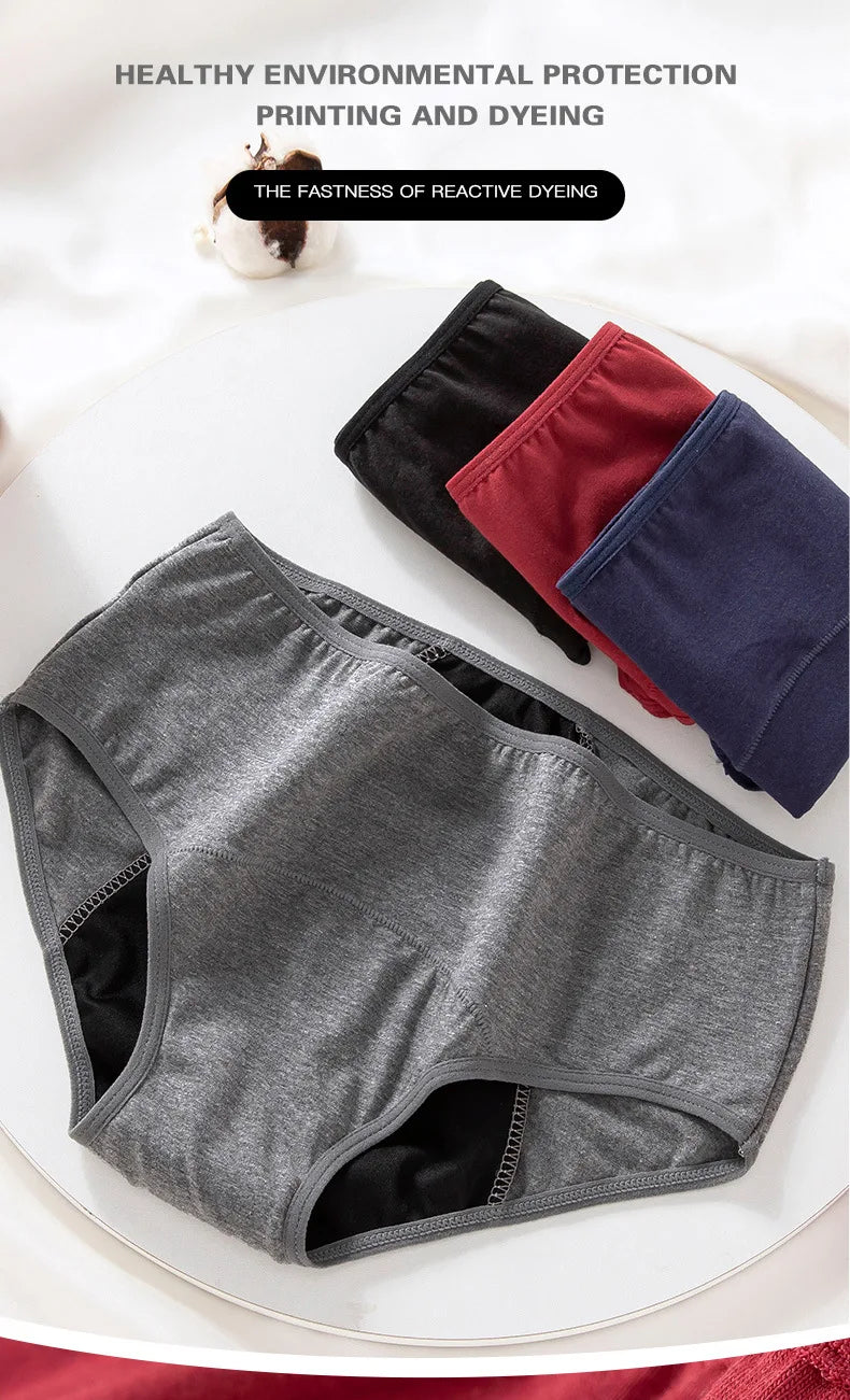 2pcs Woman Menstrual Panties Breathable Large Size Female Cotton Brief Low Waist Physiological Period Underwear Postpartum Panty.