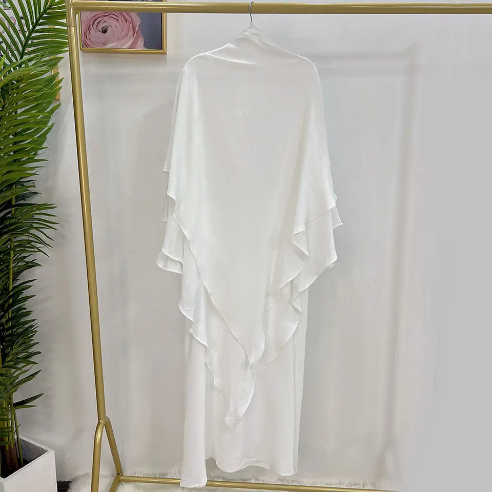 Jilbab Prayer Clothes Women Ramadan Islamic Jilbeb 2 Piece Set Dubai Turkish Modest Outfit Layered Khimar Scarf Hijab+Long Dress