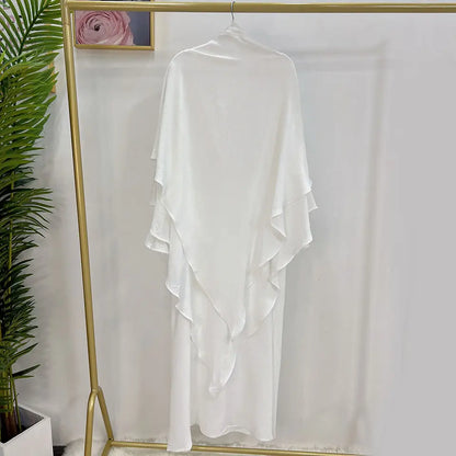 Jilbab Prayer Clothes Women Ramadan Islamic Jilbeb 2 Piece Set Dubai Turkish Modest Outfit Layered Khimar Scarf Hijab+Long Dress