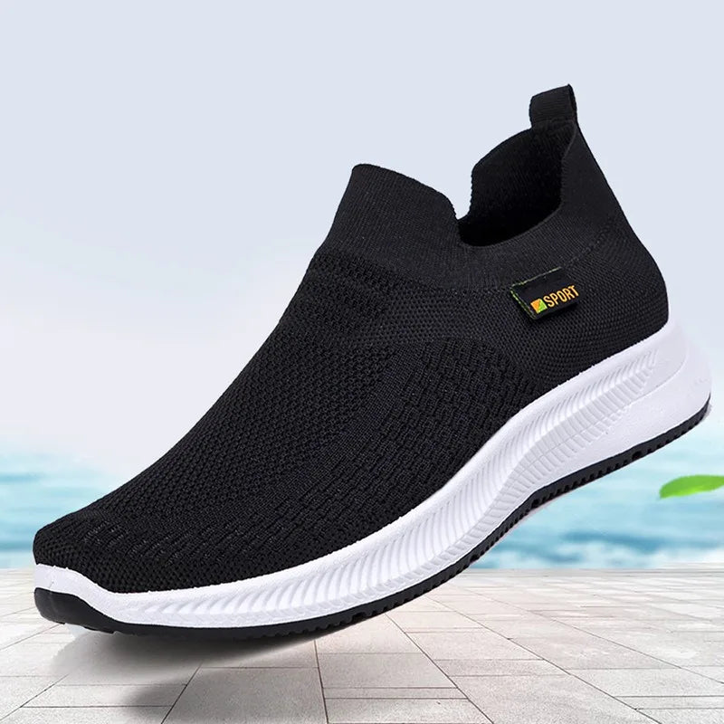 Men Walking Shoes Knit Mesh Breathable Sneakers Lightweight Sneakers Slip-on Mens Casual Shoes Fashion Comfort.
