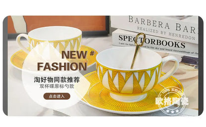 European style tableware, bone china, geometric creativity, home style steak plate dining plate, sunshine cup and plate set gift.