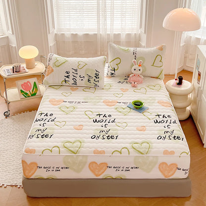 Quilted Mattress Cover For Kids Single/Double Size Rabbit Printing cubre colchón 200X220cm Anti-Mite 매트리스커버 Queen/King Size 매트리스.
