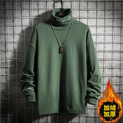 Men's Autumn Winter New Long Sleeve Thick Simplicity Casual Tops Youth All-match Harajuku T Shirts Fashion Vintage Men Clothing.