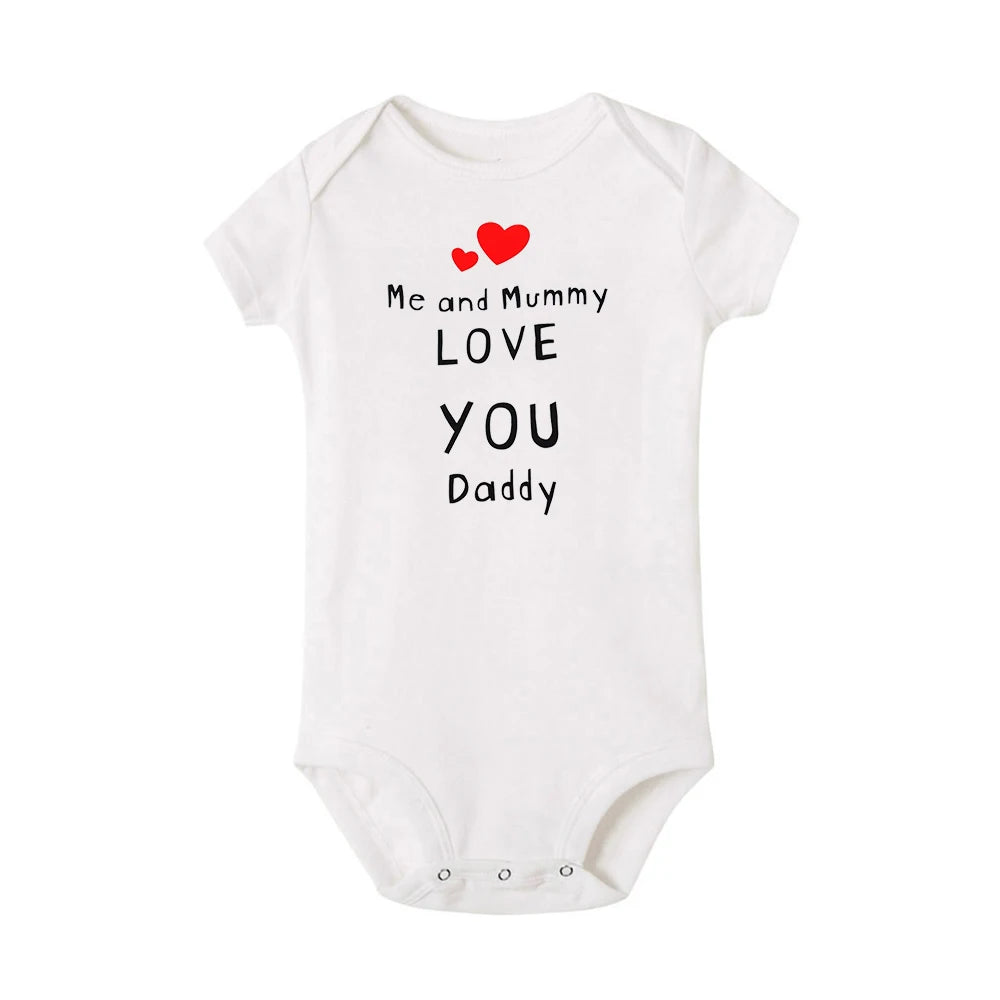 Ich und Mama Love You Daddy Baby Jungen Mädchen Overall Neugeborenes Baby Kleinkind Kleidung Kurzarm Body Valentinstag Geschenke