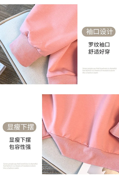 175kg plus size Damen büste Frühling Herbst lose Langarm bedrucktes Sweatshirt Top schwarz rosa 6xl 7xl 8xl 9xl 10xl 11xl.