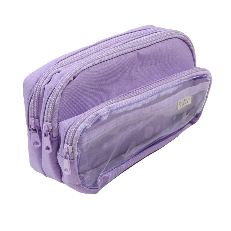 Chic Einfarbig Bleistift Fall Koreanische Einfachheit Transparent Stift Tasche Große Kapazität Organizer Tasche Schule Liefert Schreibwaren tasche