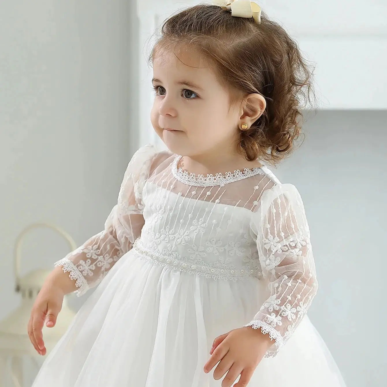 Baby Taufe Weißes Kleid Säuglingskleid Kleid Mädchen Party Geburtstag Hochzeit Prinzessin Kleid Für Kinder Erstkommunion Leistung 0-24M.