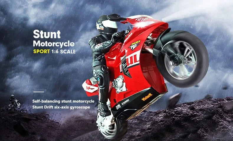 1/6 RC Motorcycle Rc Cars Self-stable Balance Standing on One Wheel Competitive Racing Drift Stunt Electric Motorcycle for Kids.