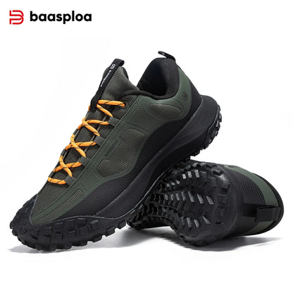 Baasploa Wanderschuhe Herren Outdoor Wasserdicht Camping Beständig Rutschfeste Turnschuhe Männlich Lässig Leichte Schnür-Wanderschuhe.