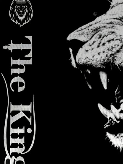 Fashionable summer men's new creative lion print soft and breathable round neck T-shirt pants set outdoor street style clothing.