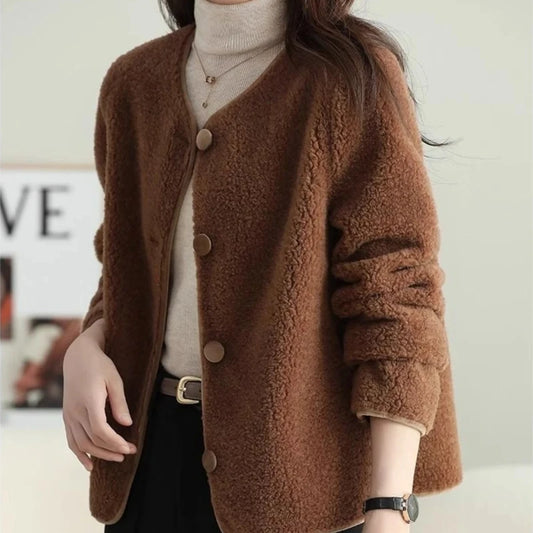 Koreanischer Stil, Fleece-Damenjacken, kurzer Damenmantel, hohe Qualität, 2025, Trend, jugendlich, neu in Oberbekleidung, Vintage-Mode, günstig.