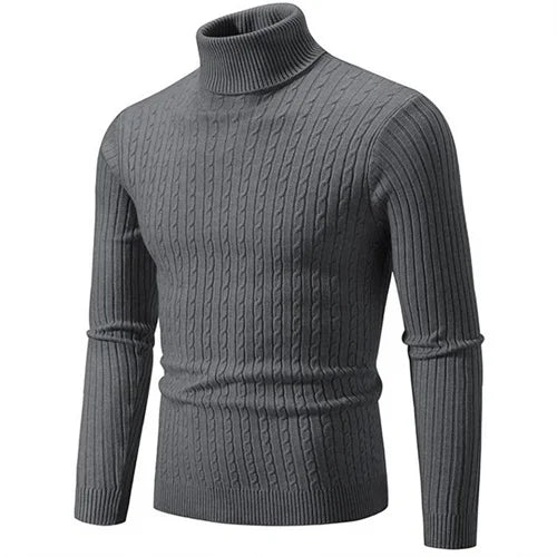 2025 New Men Solid Colour Turtleneck Sweater Black / White / Royal Blue Fashion Simple Male Casual Pullover Tops