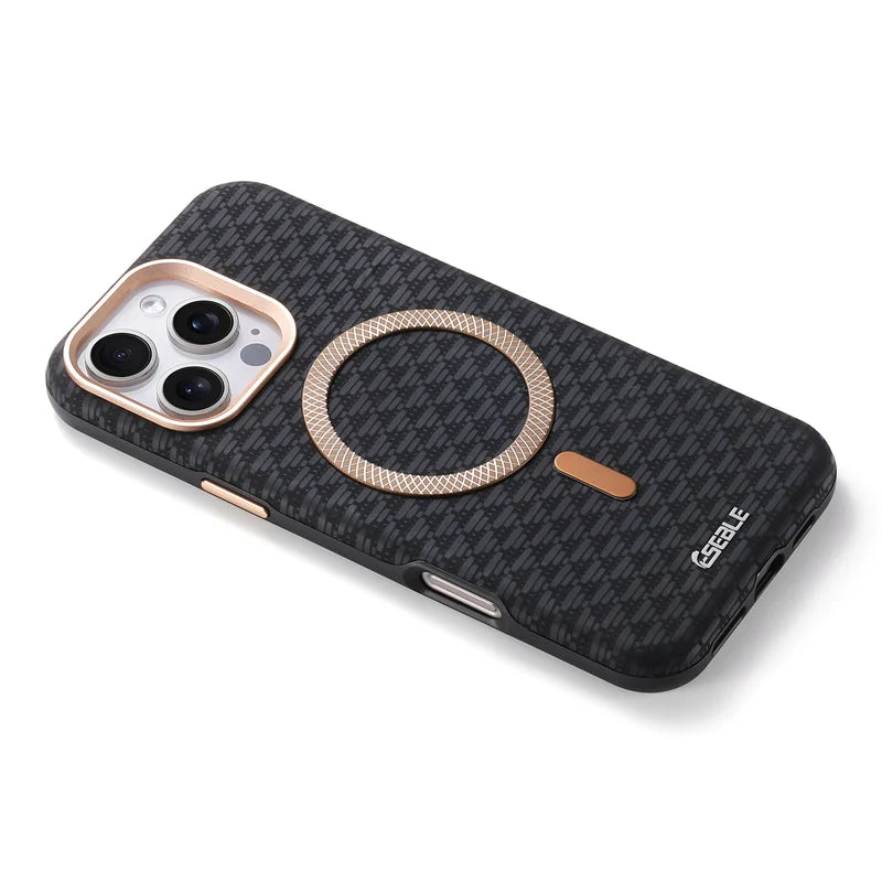 Luxury Leather Carbon Fiber Texture Phone Case For iPhone 13 14 15 16 17 Pro Max For Magsafe Wireless Charging Shockproof Cover.