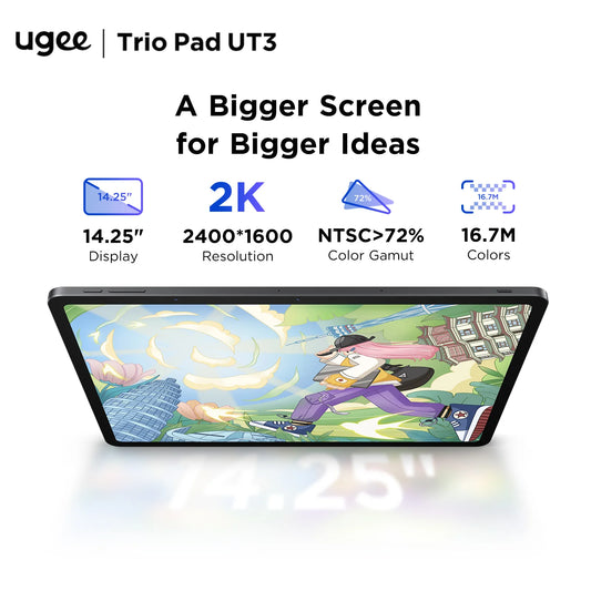 UGEE UT3 Fun Drawing Pad 14.25 inch 2400*1600 Resolution Android 14 System 60HZ Large Graphics Tablet Monitor 8GB+256GB.