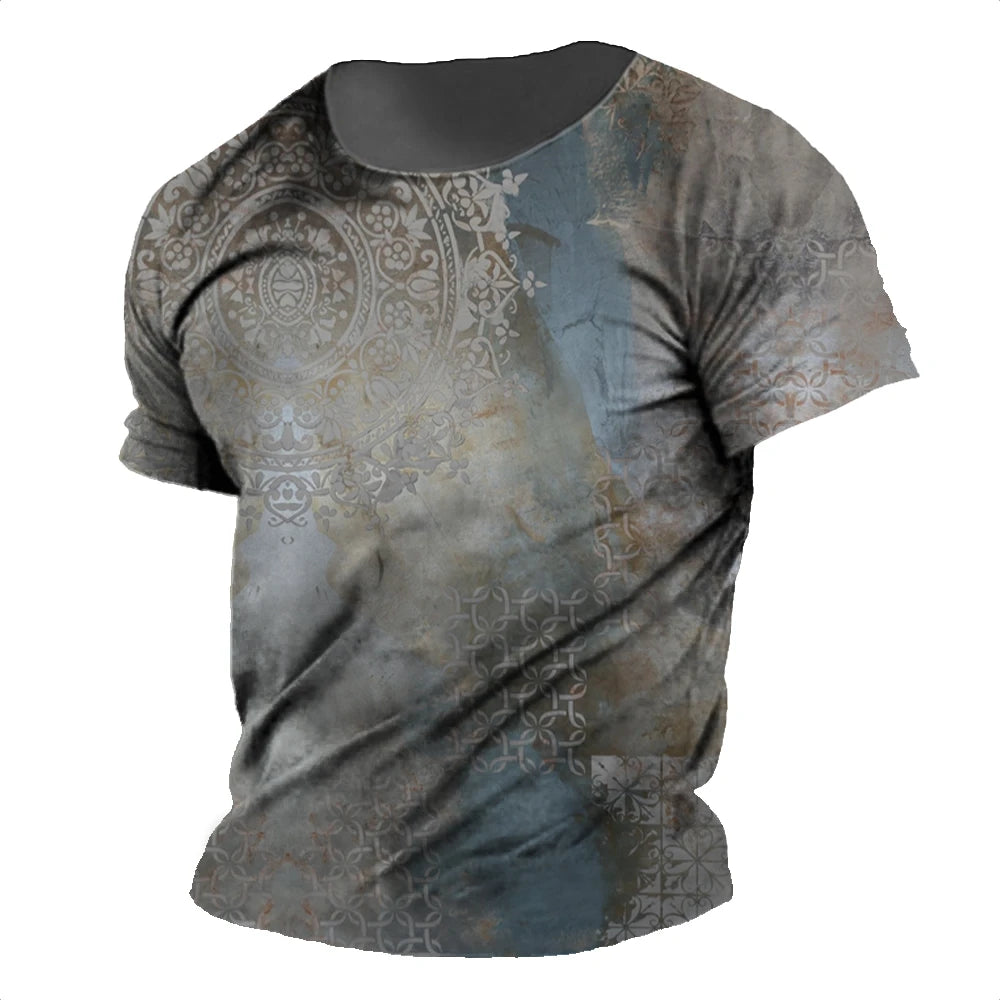 Vintage Printed Men's T-shirt Daily Striped Shirt Summer Round Neck Short Sleeve Tees Oversized Sweatshirt Male Cheap Clothing.