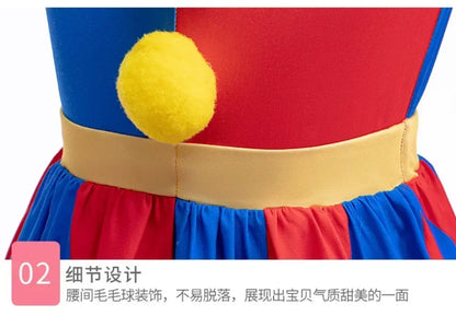 Mädchen Anime Cartoon Pomni Raghata Jax Caine Cosplay Kostüm erstaunliche digitale Zirkus Cosplay Clown Kind Overall Jungen Halloween Anzug.