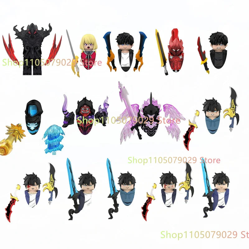 WM6220 WM6221 Anime Cartoon TV Toy Sung Jin Woo Solo Leveling Man S Hunter Level Up Building Blocks for Kids Collect Toys Gift.