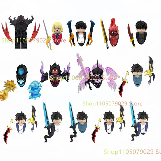 WM6220 WM6221 Anime Cartoon TV Toy Sung Jin Woo Solo Leveling Man S Hunter Level Up Building Blocks for Kids Collect Toys Gift.