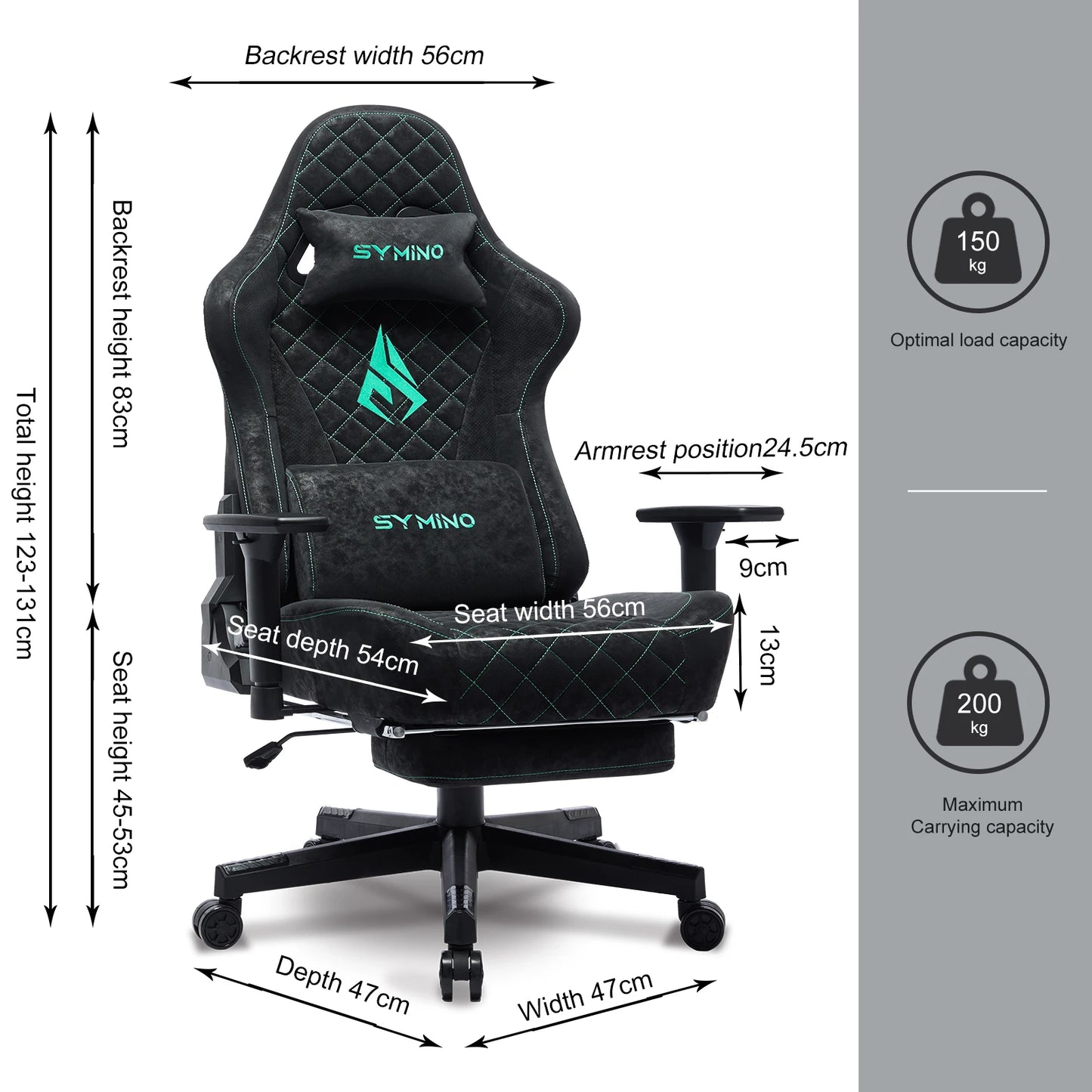 Symino Gaming-Stuhl mit Fußstütze, PC-Stuhl im Racing-Stuhl-Design, Vintage-PU-Leder, ergonomischer Bürostuhl