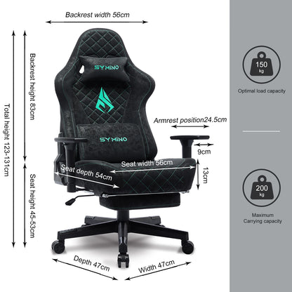 Symino Gaming-Stuhl mit Fußstütze, PC-Stuhl im Racing-Stuhl-Design, Vintage-PU-Leder, ergonomischer Bürostuhl