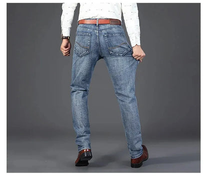 Wthinlee Neue Business männer Jeans Casual Gerade Stretch Mode Klassische Blau Schwarz Arbeit Denim Hosen Männliche Marke Kleidung.