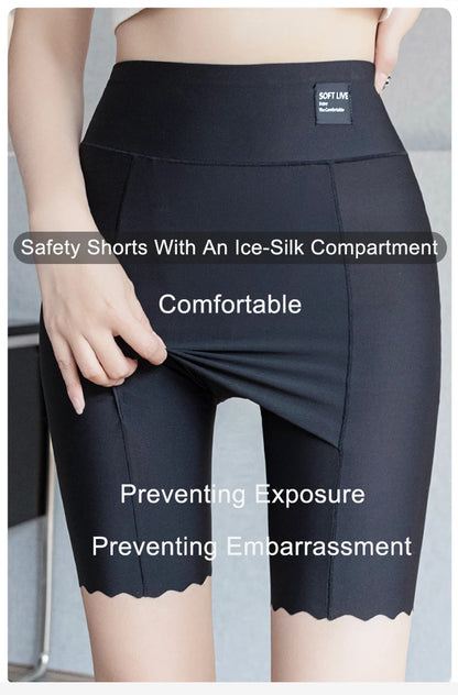 Women's plus Size White under Skirt Shorts Summer Seamless Protective Spandex Safety Hip-up Skirt Underpants Large Size.