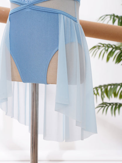 Mädchen Ballett Gymnastik Trikot lyrischen Tanz kleid ärmellose florale Spitze Tutu Tanz kleidung für Eiskunstlauf Bühnen performance