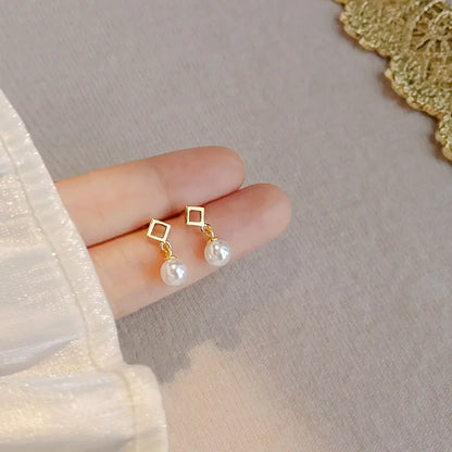 Korean Cute Ear Piercing Water Drop Earrings for Women Crystal Short Tassel Hypoallergenic Female Earrings Party Jewelry Brincos