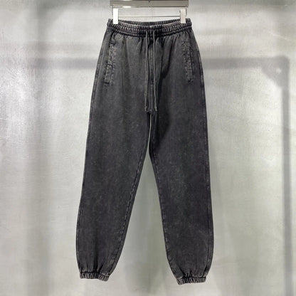 Vier Jahreszeiten Neue Mode Für Männer Casual Trendy Amerikanischen Gewaschen Gewachst Lose Einfarbig Hosen Gerade Jogger Hosen Männliche Hosen.