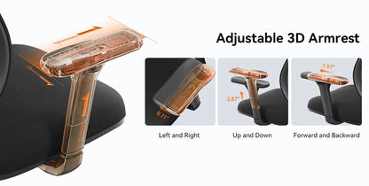 NEWTRAL MAGICH003 Ergonomischer Bürostuhl, automatisch ausgestellte Rückenlehne, adaptive Unterrückenstütze, Sitztiefe mit verstellbarer Kopfstütze