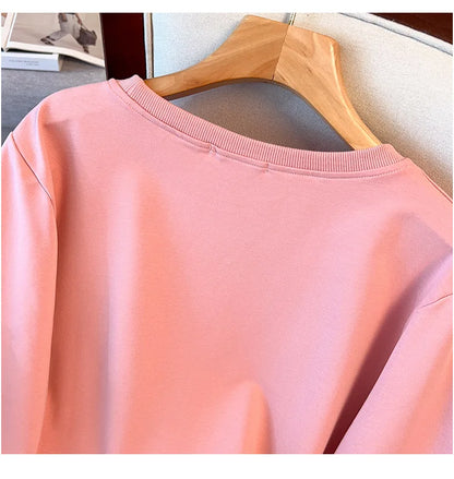 175kg plus size Damen büste Frühling Herbst lose Langarm bedrucktes Sweatshirt Top schwarz rosa 6xl 7xl 8xl 9xl 10xl 11xl