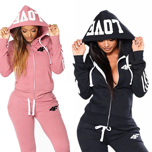 Women's Tracksuit Hooded Sweatshirts Sweatpants All Season Daily Sports Jacket Sportswear Ladies Outdoor Casual Sexy Zip Outfits.