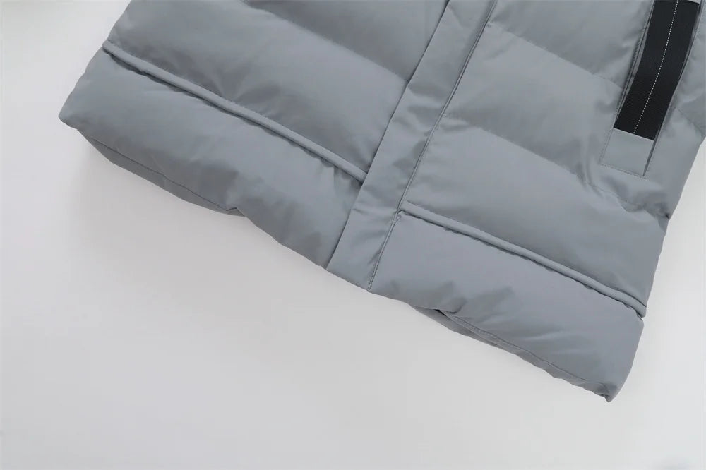 New Winter Men's Mid-Length Cotton-Lined Coat Business-Casual Windproof Warmth Fashionable Hooded Jacket Stylish Menswear.