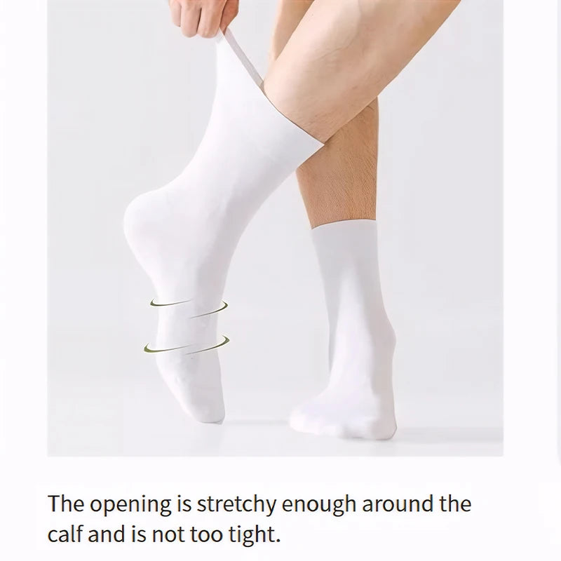 ZEXOLAP 2025 High Quality Casual Men's Business Socks Summer Winter Cotton Socks Quick Drying Black White Long Sock Plus Size US.