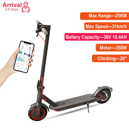 JUICEASE 365TUYA Electric Scooter 25KM Range up to 31KM/H 350W Powerful Motor Smart APP 8.5 Inch Foldable Adult Kick Escooter.