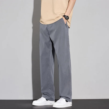 2025 Summer Thin Men's Soft Lyocell Casual Pants Breathable Fashion Solid Color Simple Male Trousers Brand Clothing