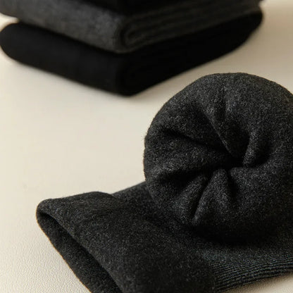 2 Pairs Men Winter Socks Warm Thicken Thermal Snow Boots Solid Color Floor Socks Soft Outdoor Anti-Cold Cashmere Socks.