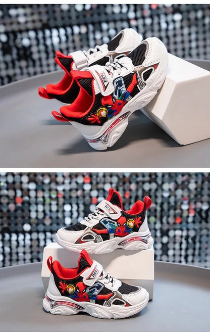 Disney Children's Casual Shoes Sneakers Boys' Cartoon Children's Mesh Breathable Sport Running Gray Black Shoes Size 21-38.