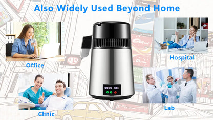 750W 4L Water Distiller Household Distilled Pure Water Machine Distillation Purifier Filter Stainless Steel Water Filter.