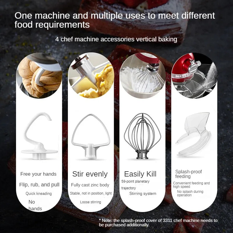 Powerful and Versatile 3.3L Tilt-Head Food Mixer for Home Use 5KSM3311XC Stand Mixer Cake 220V.