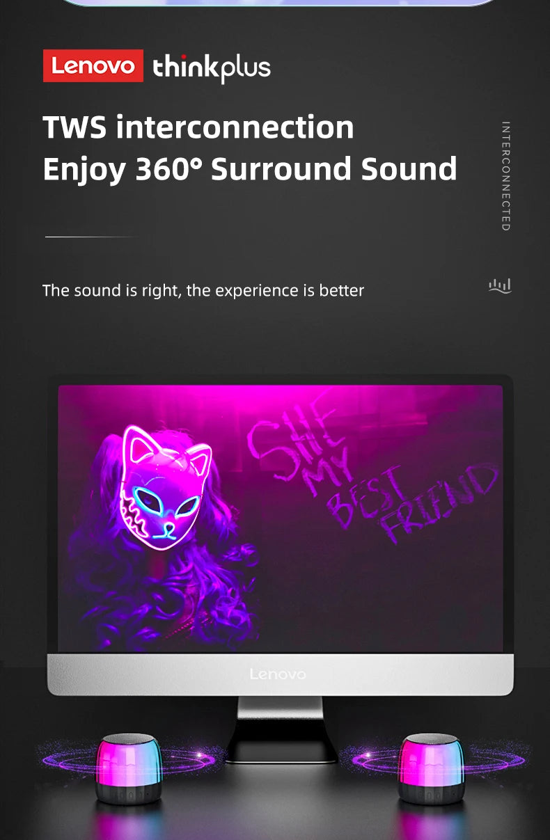 Original Lenovo K3 Plus Wireless Bluetooth Speaker Portable Music Player Cool RGB SoundBox Low Latency HiFi Stereo Loudspeaker.