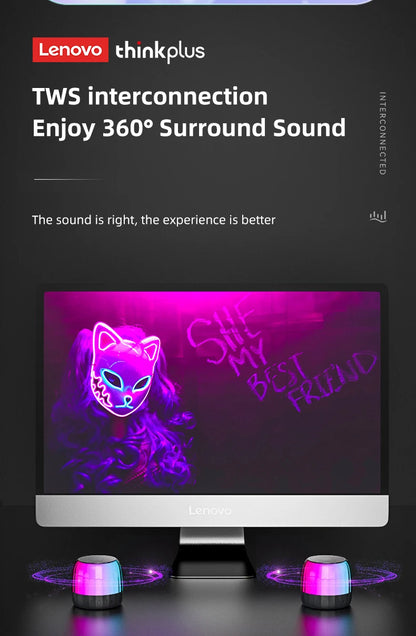 Original Lenovo K3 Plus Wireless Bluetooth Speaker Portable Music Player Cool RGB SoundBox Low Latency HiFi Stereo Loudspeaker.