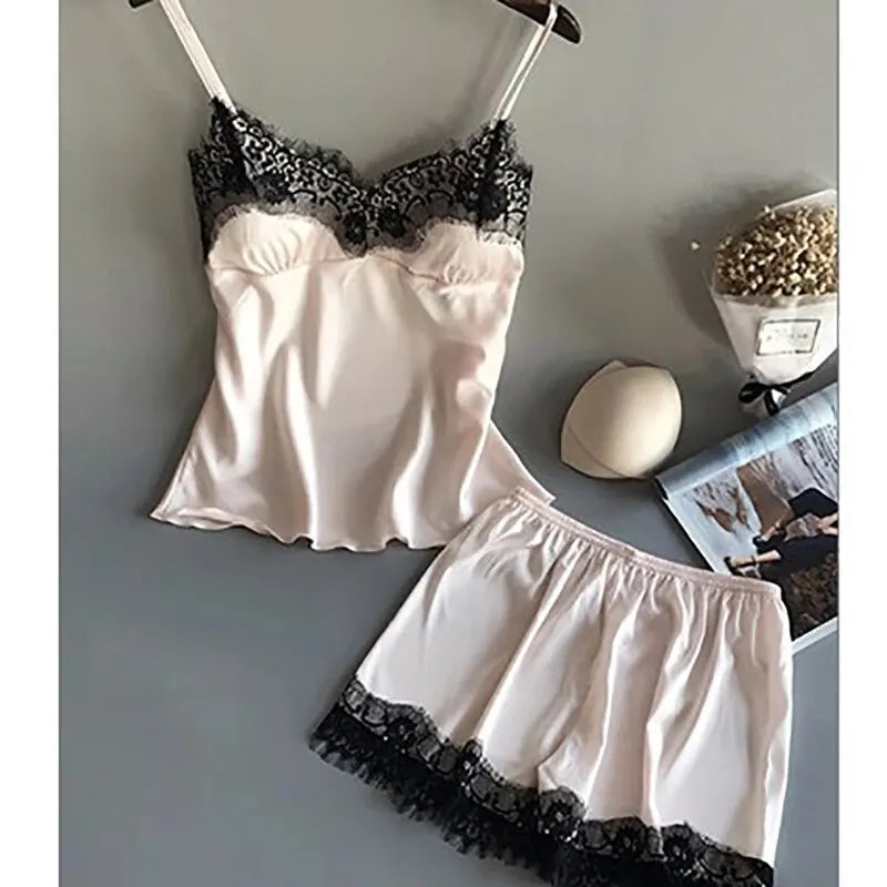 Frauen Pyjama Anzug Mode V-ausschnitt Spitze Sexy Dessous Pyjamas Schlaf Shorts Set Nachtwäsche Neue.