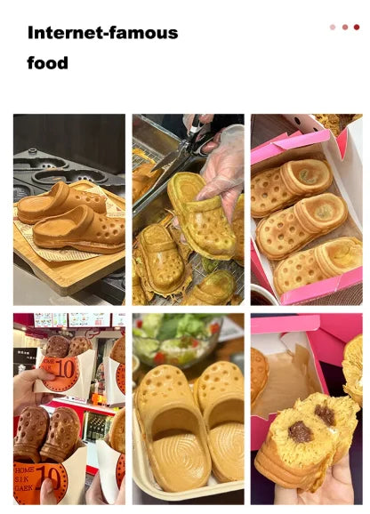 Commercial Slipper Shape Waffle Maker Machine 4 or 6 Holes Non-stick Waffle Iron Kitchen Snack Equipment.