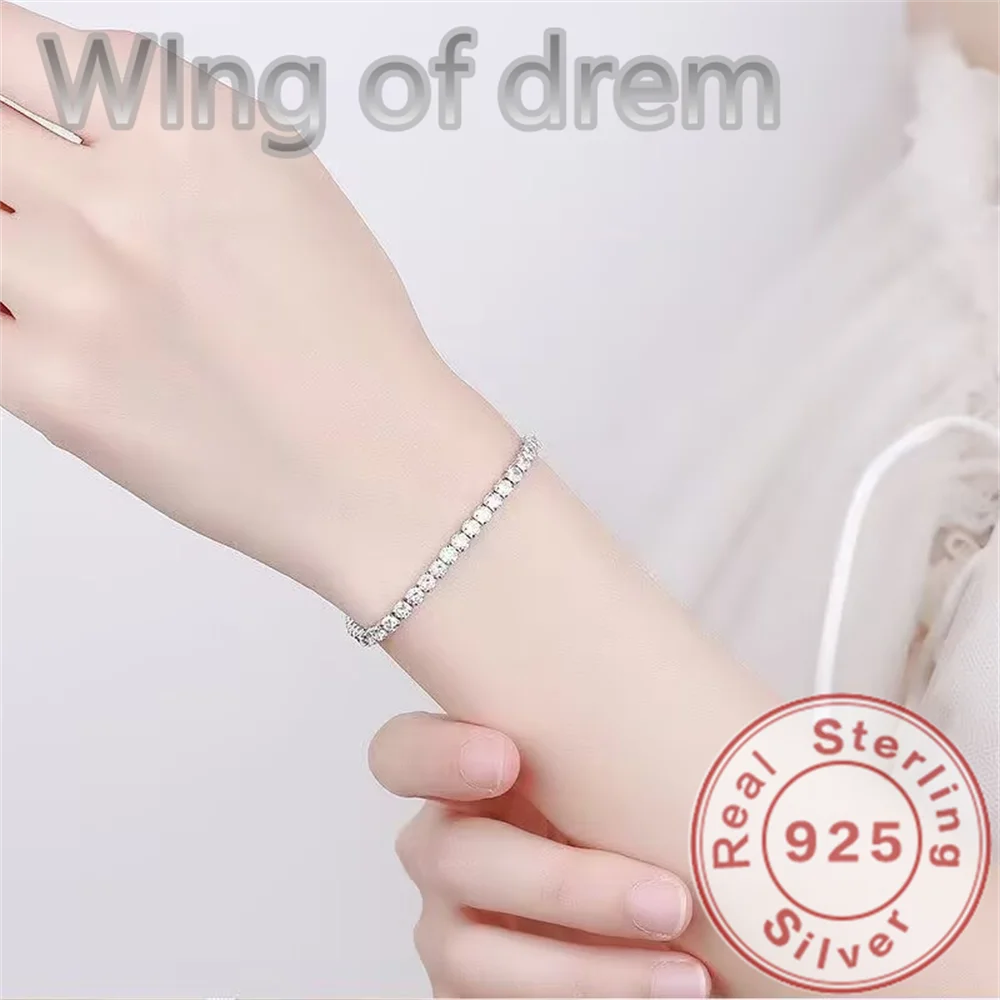 Dazzling 925 Sterling Silver Tennis Bracelet Rose Gold Shining Cubic Zirconia Bracelet Wedding Jewelry Gift.