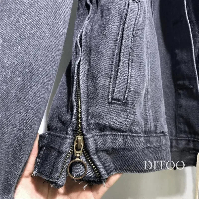 Frauen Denim Kosten Einreiher Taste Jacken Fleece Patchwork Strickjacke Taschen Oberbekleidung Casual Warm Solide Lose Fit.