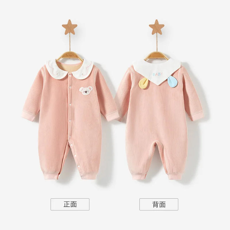 Baby-Body, ausgehend, warm und gezupft, Herren- und Damen-Herbstkleidung, Säuglingsspielanzug-Set, Herbst und Winter.