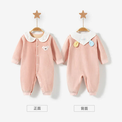 Baby-Body, ausgehend, warm und gezupft, Herren- und Damen-Herbstkleidung, Säuglingsspielanzug-Set, Herbst und Winter.