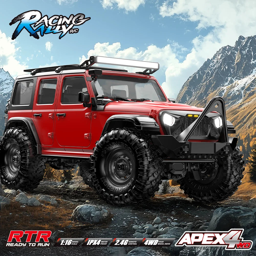HB R1601 RC Car 1:16 2.4G 4WD Off-Road Remote Control Cars with LED Crawler Trucks Climbing Vehicle Model Toys for Kids Adult.